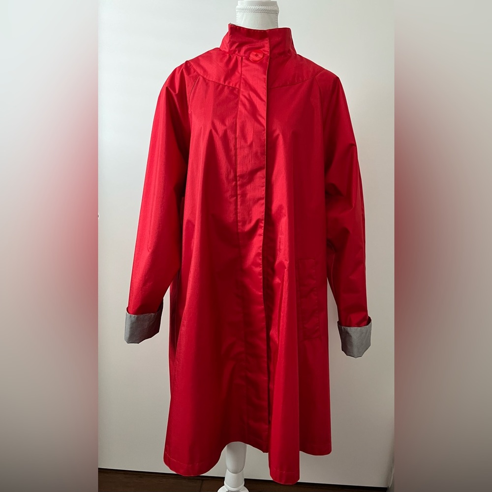 Worthington Essentials Bright Cheery Red Sheen Raincoat Size M